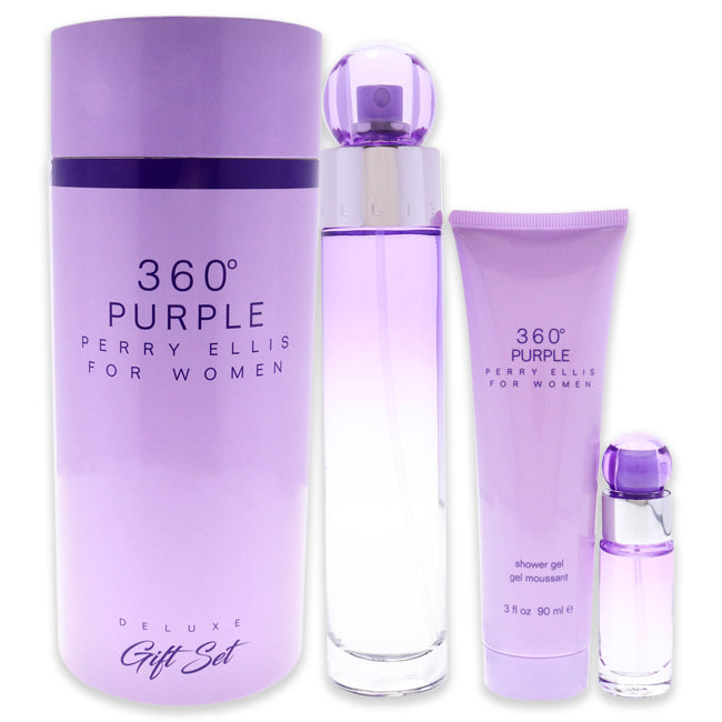 360 Purple von Perry Ellis für Damen - 3-teiliges Geschenkset