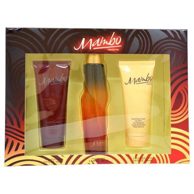 Mambo von Liz Claiborne für Männer – 3-teiliges Geschenkset mit 108 ml Kölnisch Wasser, 108 ml Feuchtigkeitscreme für den Körper, 108 ml Haar- und Körperwaschmittel
