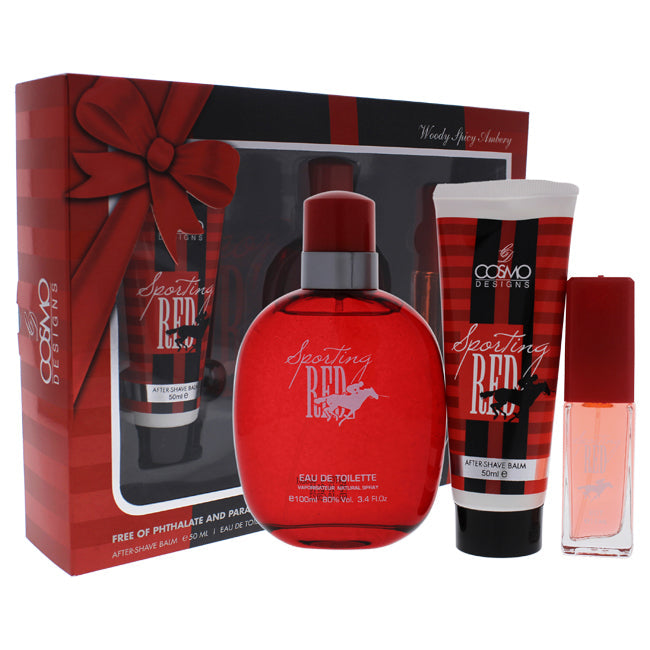 Sporting Red von Cosmo Designs für Herren - 3-teiliges Geschenkset