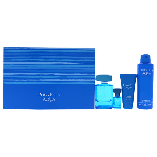 Perry Ellis Aqua von Perry Ellis für Herren – 4-teiliges Geschenkset