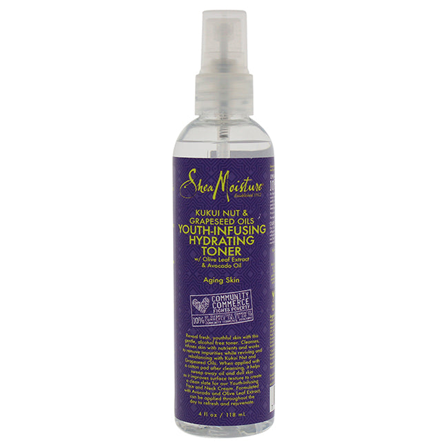 Verjüngendes, feuchtigkeitsspendendes Gesichtswasser mit Kukuinuss- und Traubenkernöl von Shea Moisture für Unisex – 4 oz Gesichtswasser